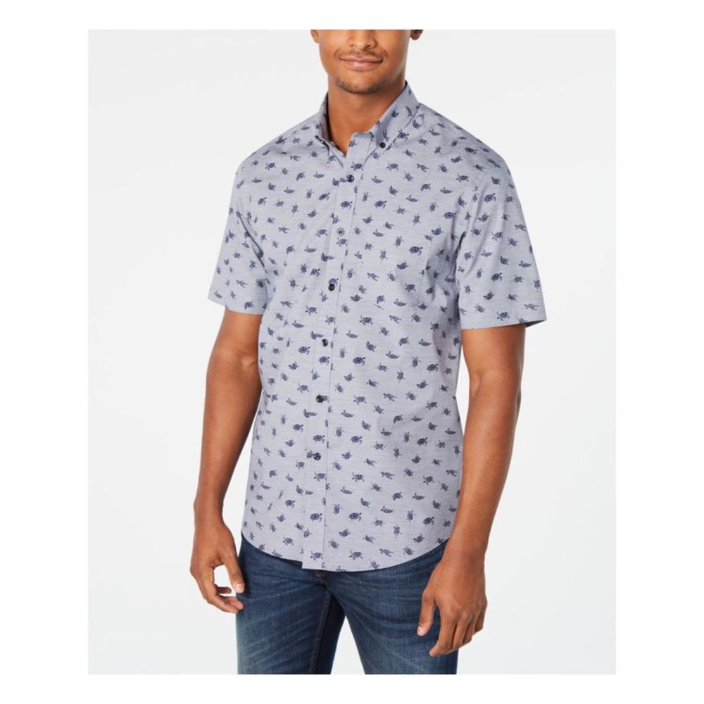 CLUBROOM Mens Blue Button Down Casual Shirt S